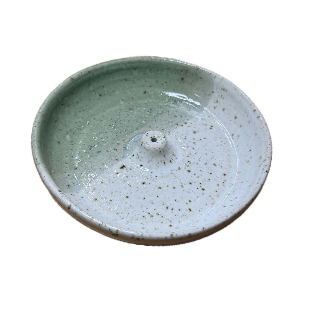 EARTH BY HAND- Hand Built Clay Incense Holders - Green and White
