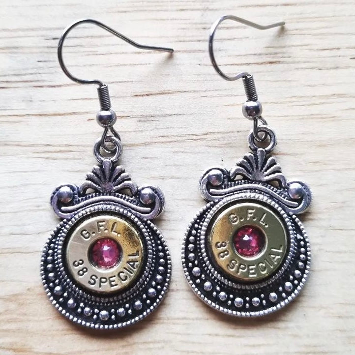 WILD BRASS- Aztec Drops- Pink Swarovski Crystal