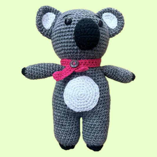 BEAKNITS- CROCHET KOALA WITH PINK SCARF