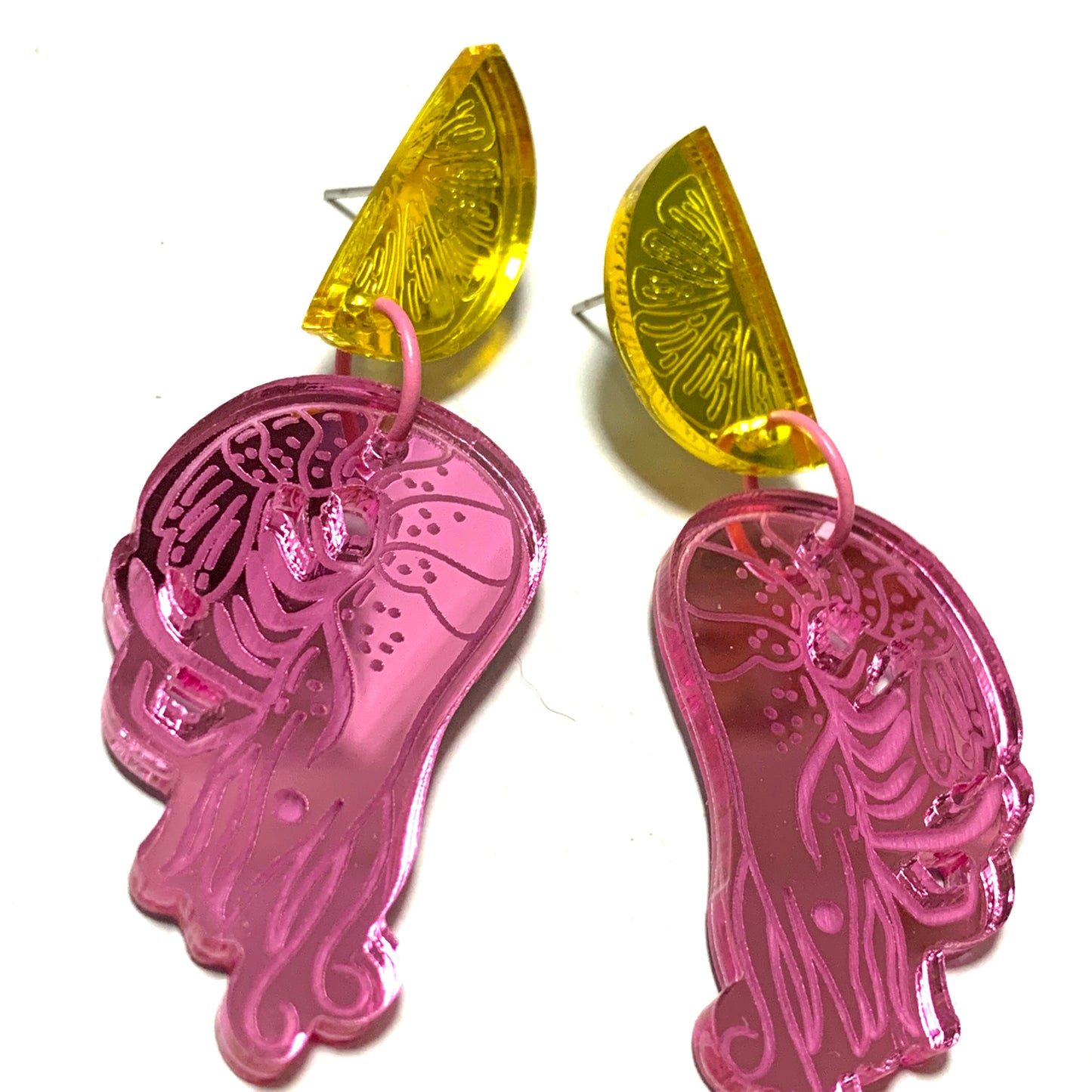 THIS BIRD HAS FLOWN - “Prawn Cocktail” DANGLE EARRINGS