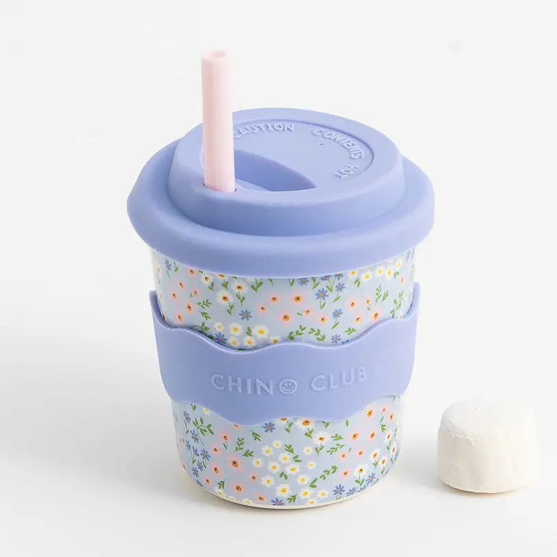 CHINO CLUB- Kids 8oz Reusable Keep Cup- Blue Floral
