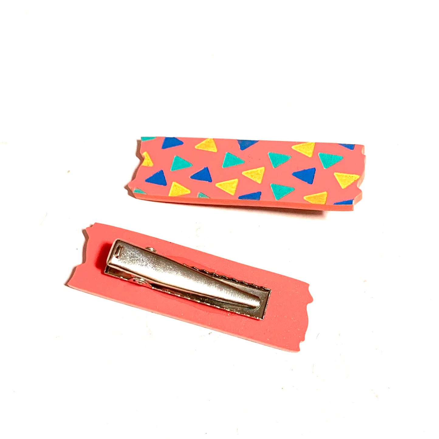 THIS BIRD HAS FLOWN - Raspberry Confetti - Hand Painted Acrylic Alligator Hair Clips