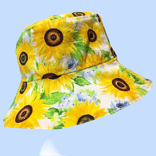 Teacups n Quilts - Sunflowers Fabric Hat- Kids Size Medium