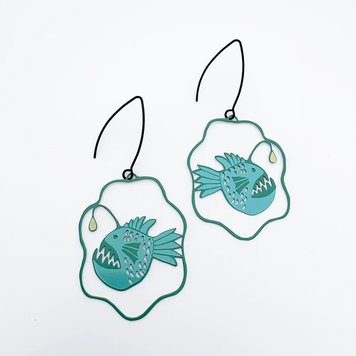 DENZ & CO - Anglerfish Earrings in Teal & Mint