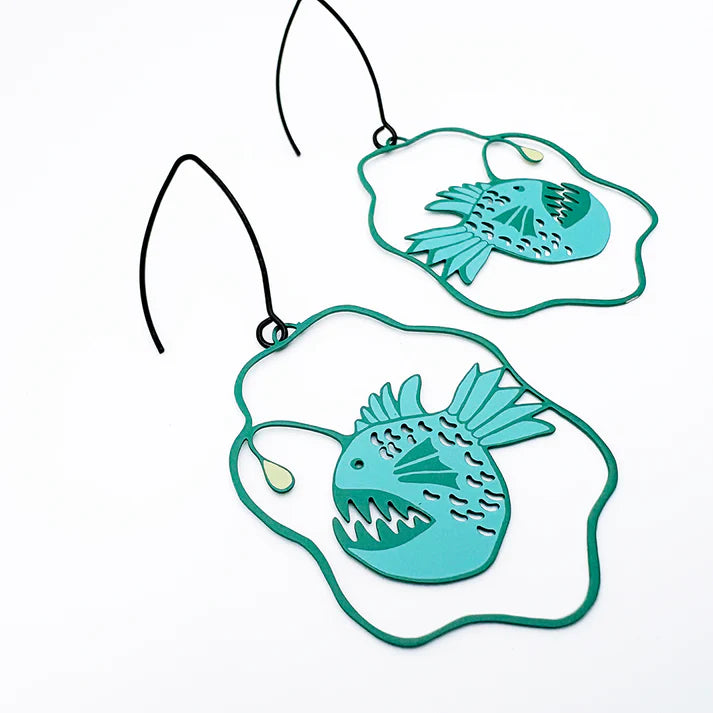 DENZ & CO - Anglerfish Earrings in Teal & Mint