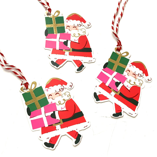 CANDLEBARK CREATIONS - "Jolly Santa" Single Tag - CHRISTMAS TAGS