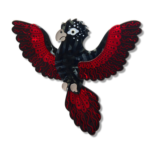 ERSTWILDER - "Kurri Kurri Marrpu" (Red-Tailed Black Cockatoo) Brooch - BROOKE SUTTON COLLECTION