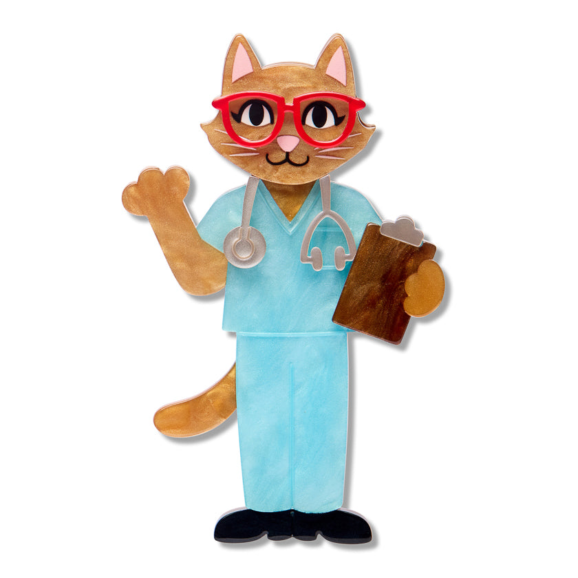 ERSTWILDER - "Whiskers M.D." Brooch - WILD AT WORK
