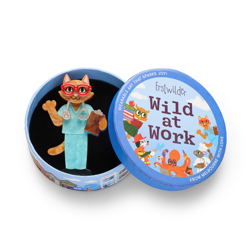 ERSTWILDER - "Whiskers M.D." Brooch - WILD AT WORK