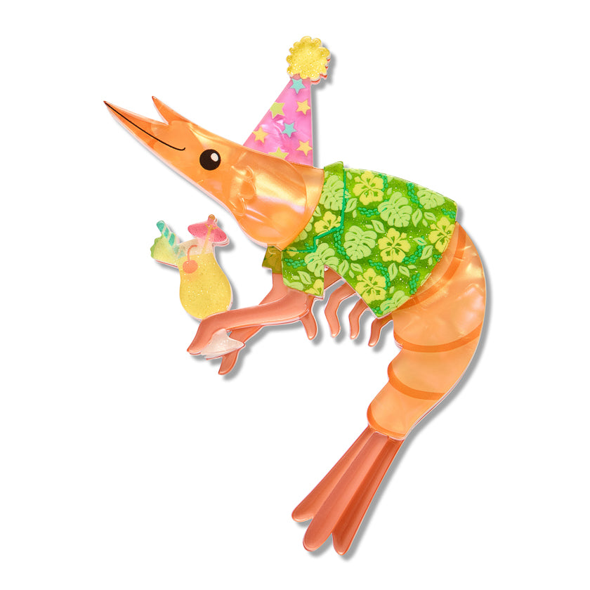 ERSTWILDER - "Pascal the Party Prawn" Brooch - Pascals Prawn Parade