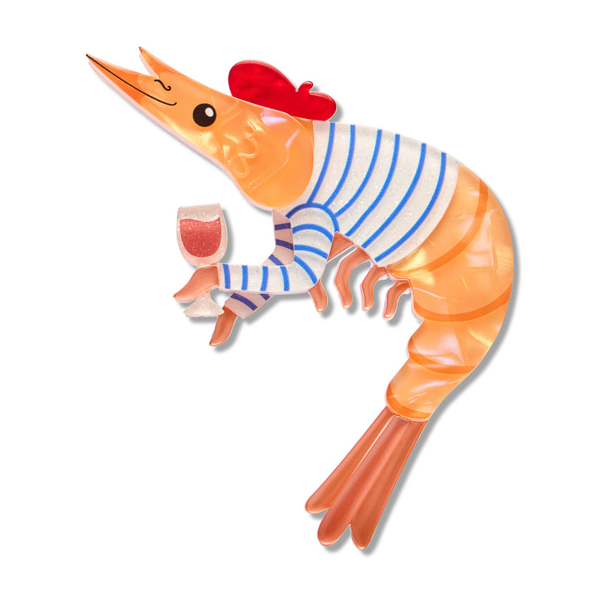 ERSTWILDER - "Pascal the Parisian Prawn" Brooch - Pascals Prawn Parade