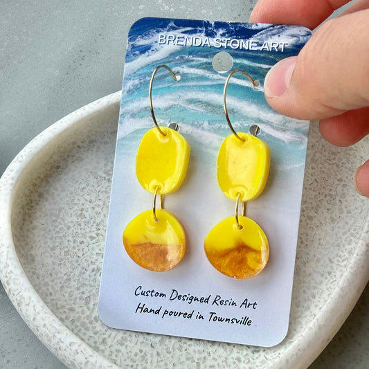 BRENDA STONE ART - Colourful Double Drops Hoop Earrings 2