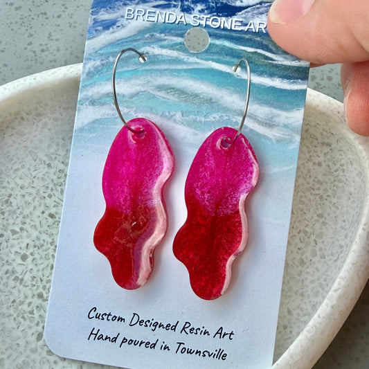 BRENDA STONE ART - Coral Hoop Earrings 3