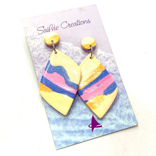 Sailvie Creations - Diamond Pina Colada Stud Top Dangle Earrings