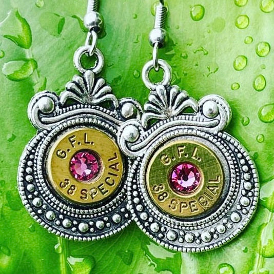 WILD BRASS- Aztec Drops- Pink Swarovski Crystal