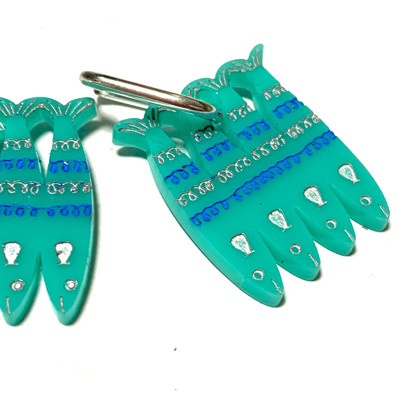 THIS BIRD HAS FLOWN - “Med Earrings- Sardines” HUGGIE HOOP CHARM EARRINGS