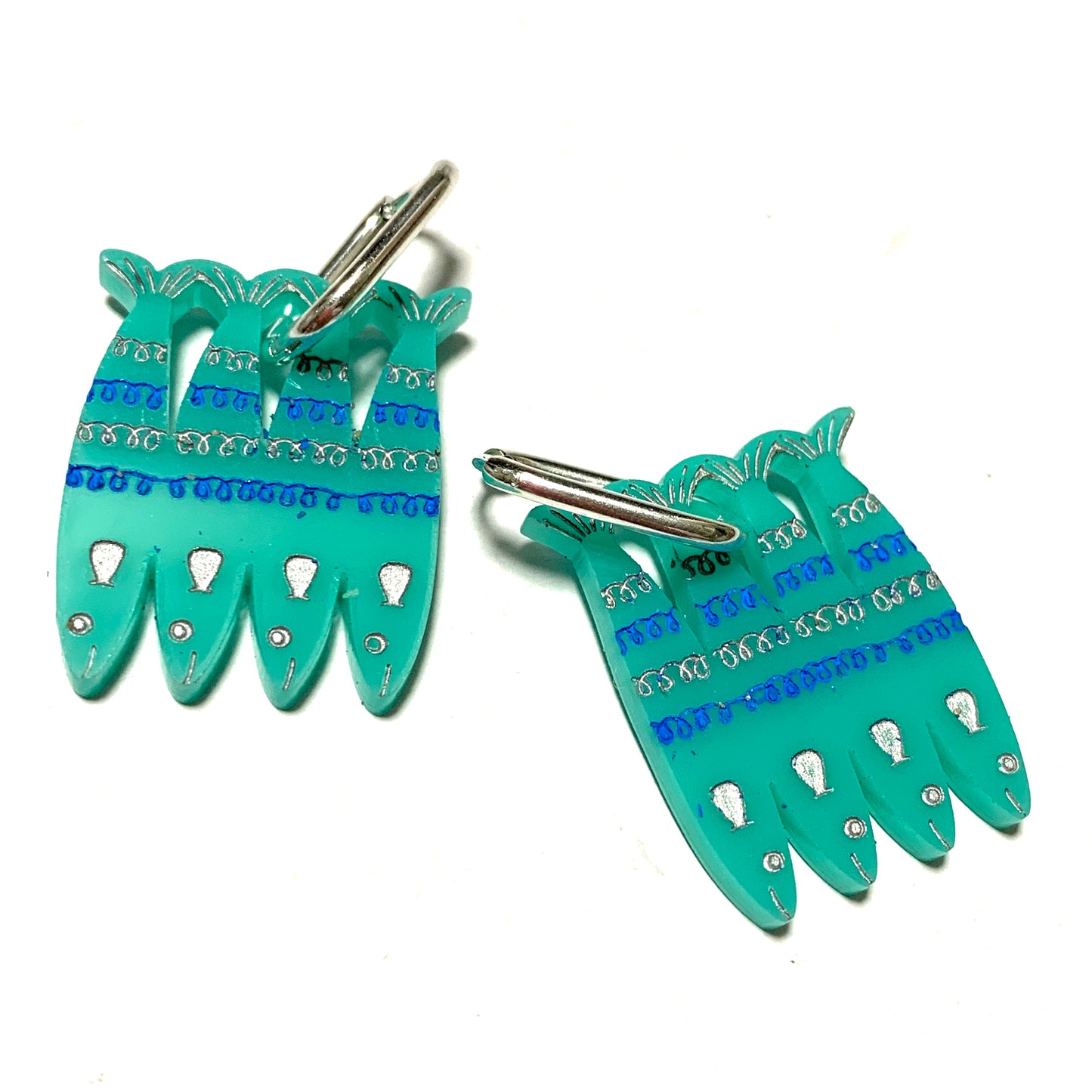 THIS BIRD HAS FLOWN - “Med Earrings- Sardines” HUGGIE HOOP CHARM EARRINGS