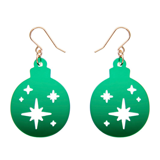ERSTWILDER - Round Bauble Drop Earrings Green - Merry Menagerie- CHRISTMAS COLLECTION