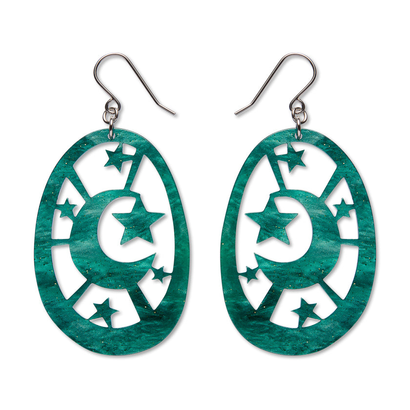 ERSTWILDER - Moonlight Drop Earrings Green - Pete Cromer Fairy Tales: Part 2