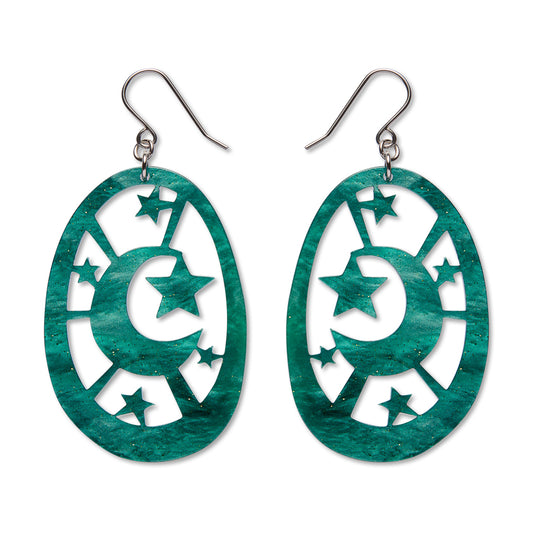 ERSTWILDER - Moonlight Drop Earrings Green - Pete Cromer Fairy Tales: Part 2