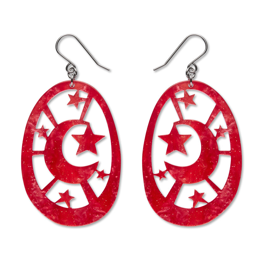 ERSTWILDER - Moonlight Drop Earrings Red - Pete Cromer Fairy Tales: Part 2