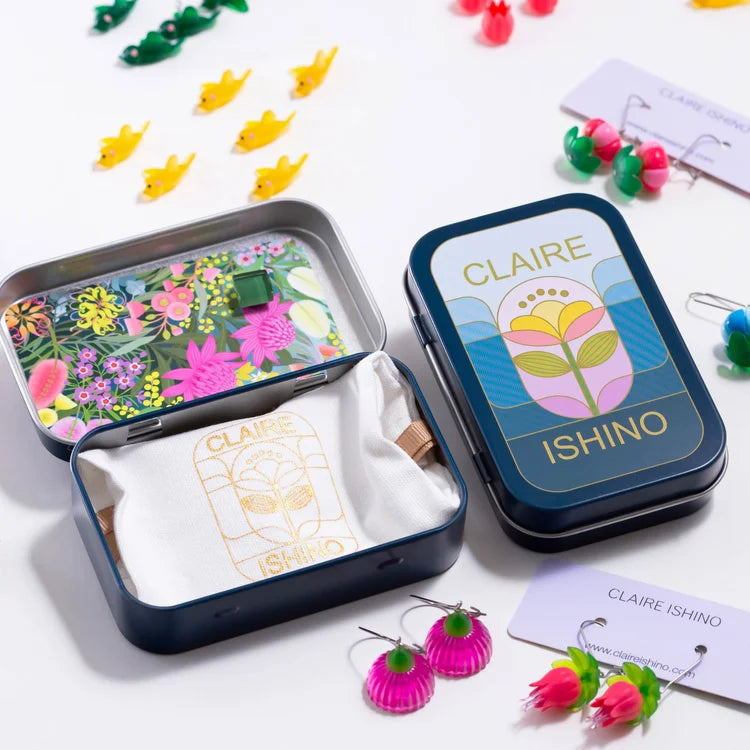 CLAIRE ISHINO- Botanical Candy Pink Blossum Earrings