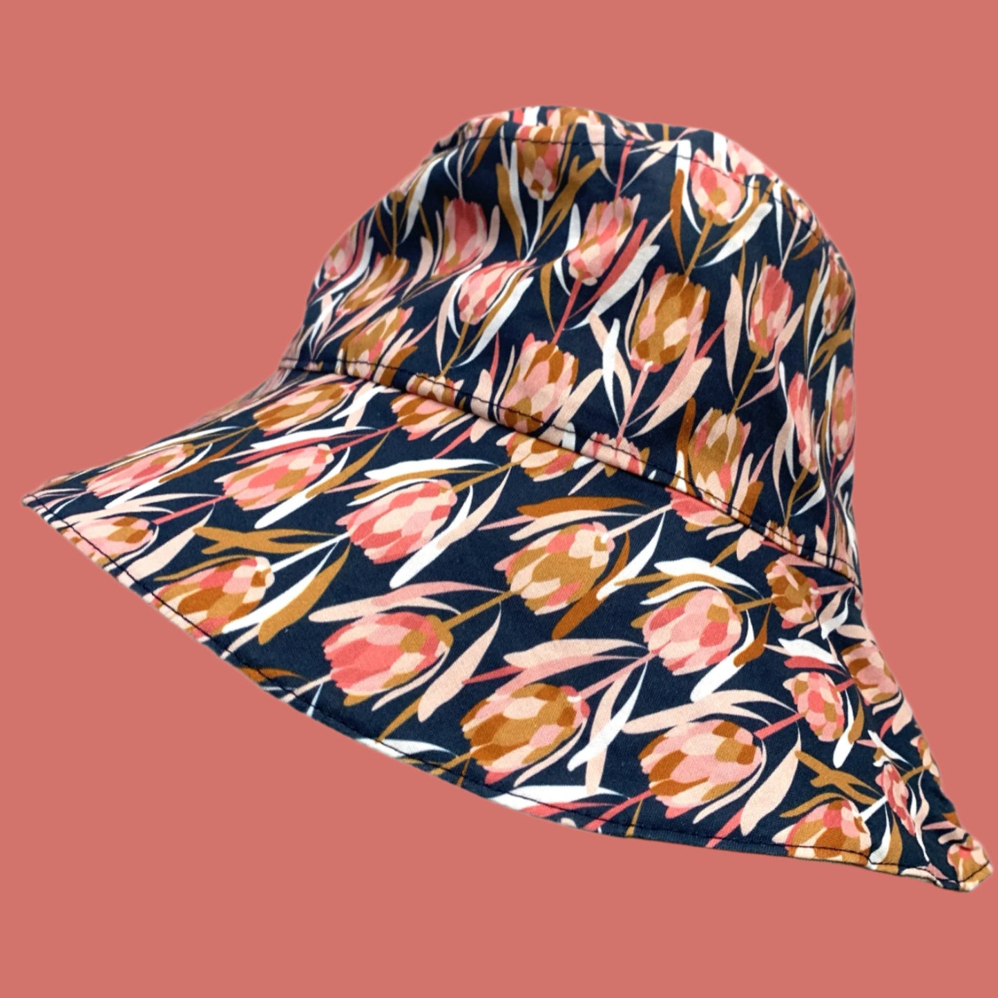 Teacups n Quilts- Protea Fabric Hat- Adult Size