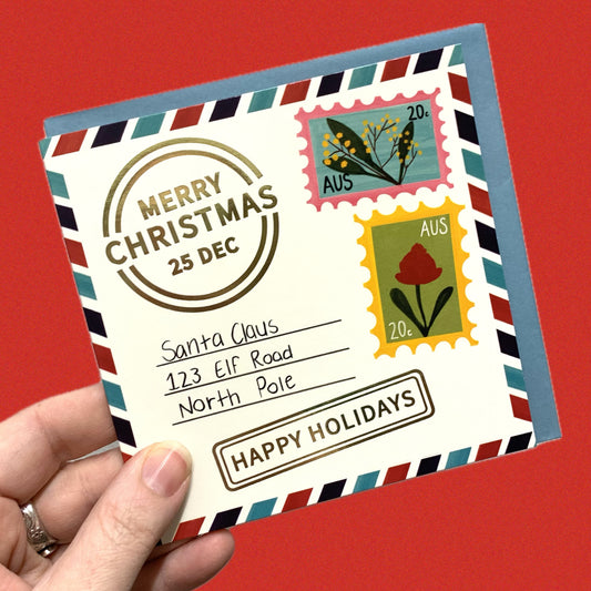 CANDLEBARK CREATIONS - "Postcard for Santa" - Single Square Card