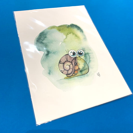 DONNA K CREATIONS- A4 ART PRINTS- Green Snail