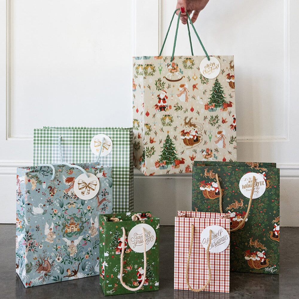 BESPOKE LETTERPRESS - "Santas Toy Workshop" Medium Christmas Gift Bag