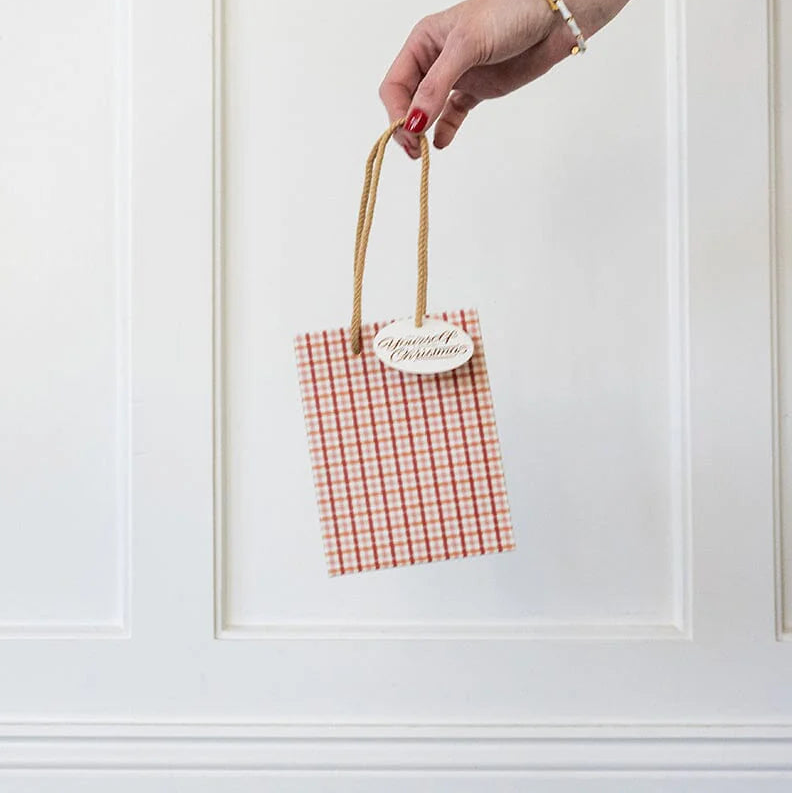 BESPOKE LETTERPRESS - "Red Tartan" Small Gift Bag