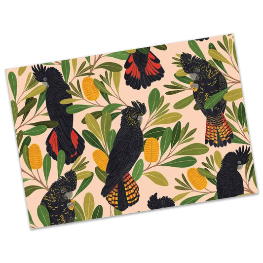 EARTH GREETINGS- Cockatoos & Banksias- Folded Gift Wrap