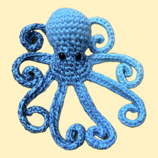 BEAKNITS- CROCHETED OCTOPUS- Dappled Blues