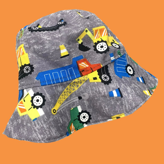 Teacups n Quilts- Trucks & Tractors Fabric Hat- Kids Size Small