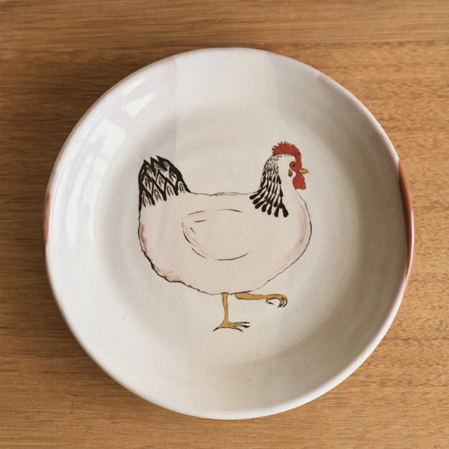 ROBERT GORDON POTTERY - "Baby" (White Chicken) Plate - Emogen Clark Collaboration