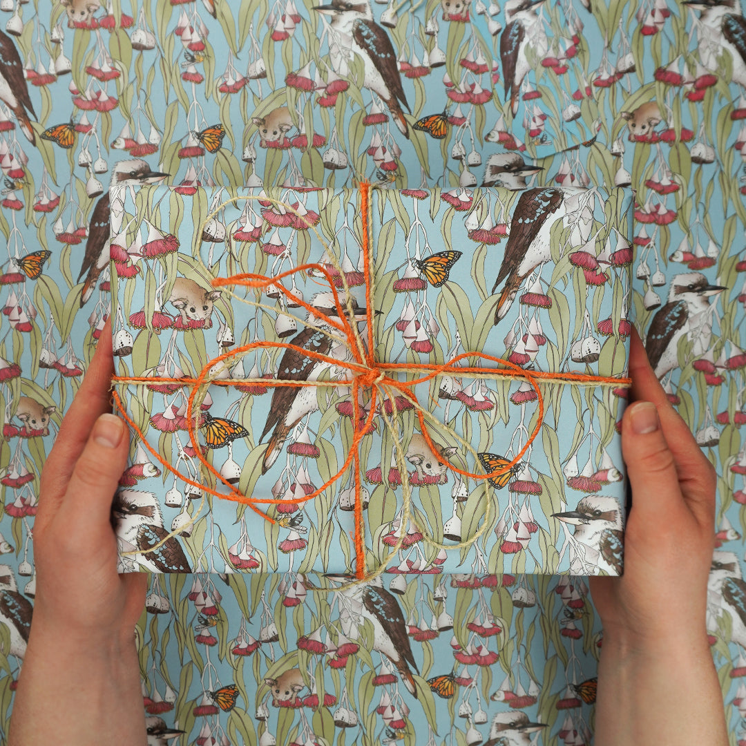 EARTH GREETINGS- Silver Princess Kookaburra- Folded Gift Wrap
