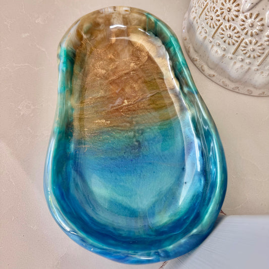 BRENDA STONE ART - Large Ocean Pool Bowl 1 - Beach with Shells