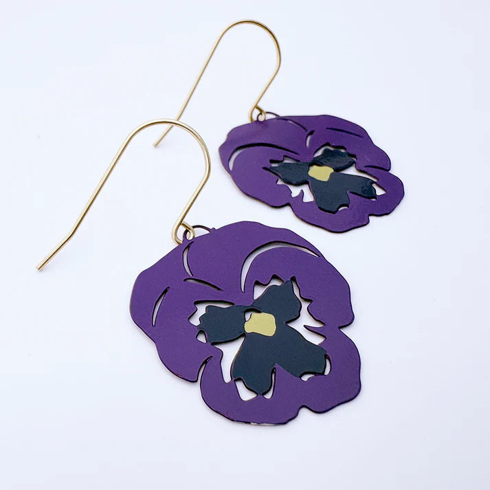 DENZ & CO - Pansy flower earrings in Violet & Purple