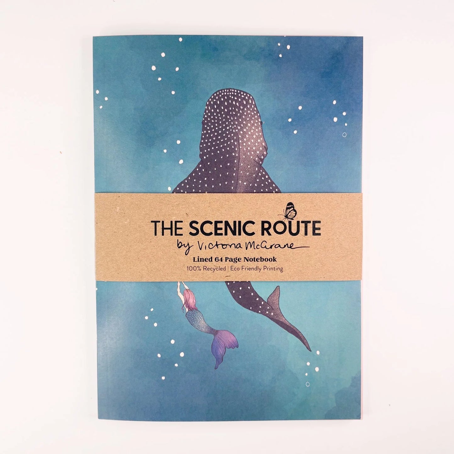 The Scenic Route - "Whaleshark and Mermaid"- Lined Notebook