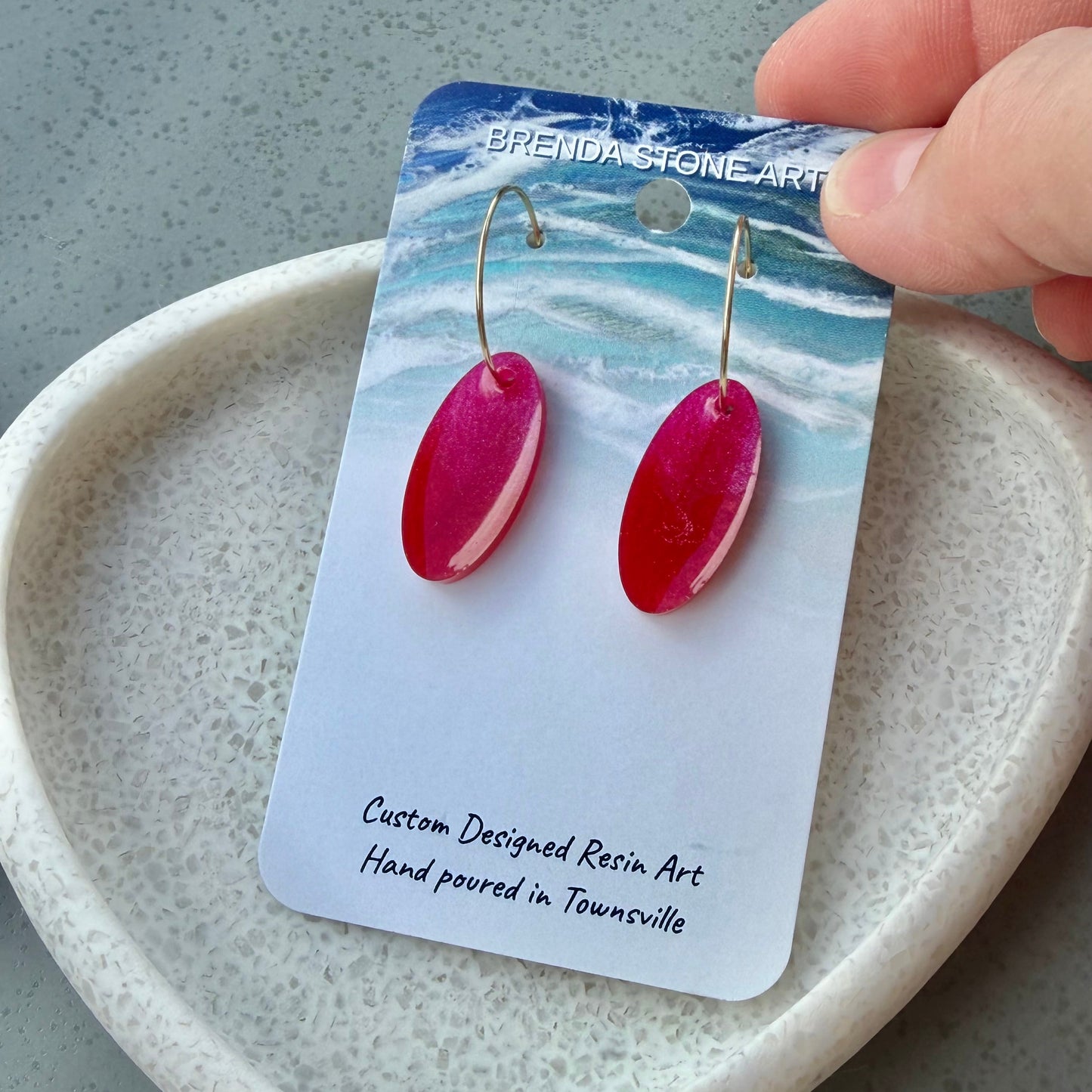 BRENDA STONE ART - Ocean Tear Short Hoop Earrings 2