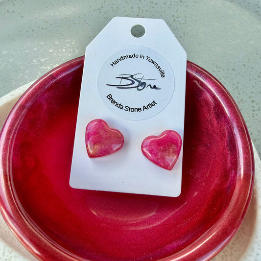 BRENDA STONE ART - Ocean Heart Stud Earrings 8