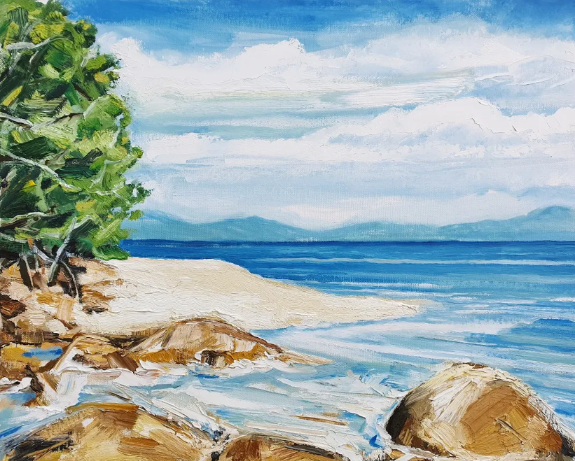 Mark Skelcher Artist - "Nudey Beach, Fitzroy Island"- Framed Artist Print