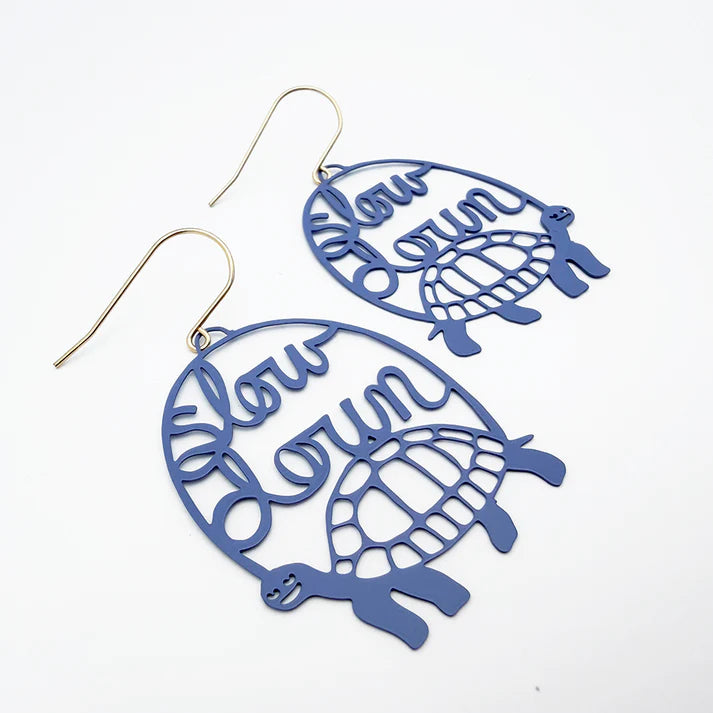 DENZ & CO - "Slow Down" Tortoise earrings in Denim