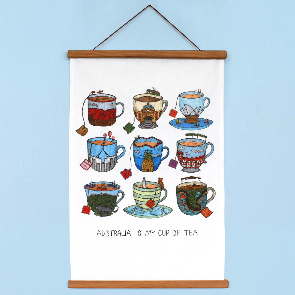 The Nonsense Maker- Aussie Teacup- Artist Tea Towel