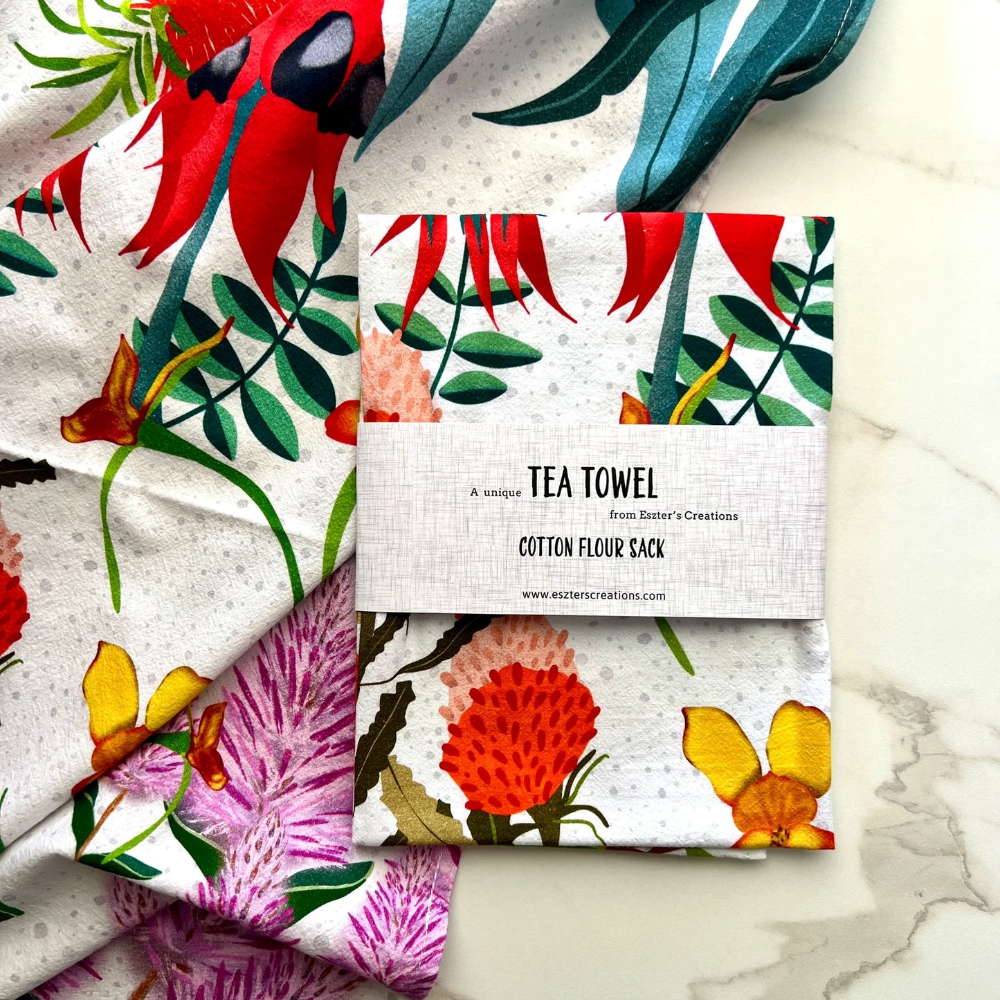 ESZTER'S CREATIONS - "Australian Wildflower"- Tea Towel