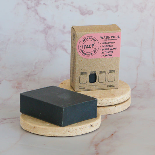 WASHPOOL SUPPLY CO- Balancing Facial Cleansing Bar with Lavender, Cedarwood and Activated Charcoal