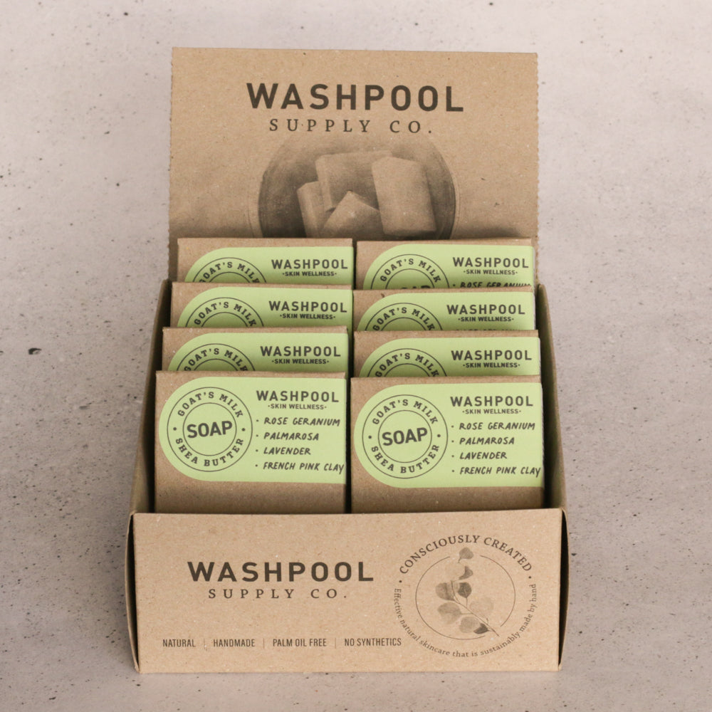 WASHPOOL SUPPLY CO- Lavender, Rose Geranium, Palmarosa & French Pink Clay Goat's Milk Soap Bar