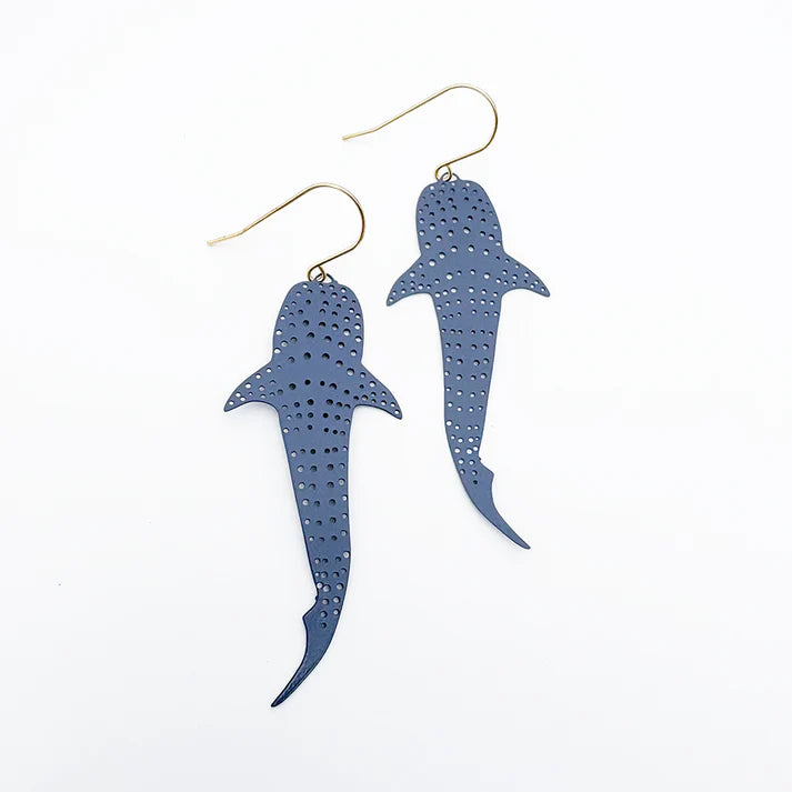DENZ & CO - Whale Shark earrings in Denim