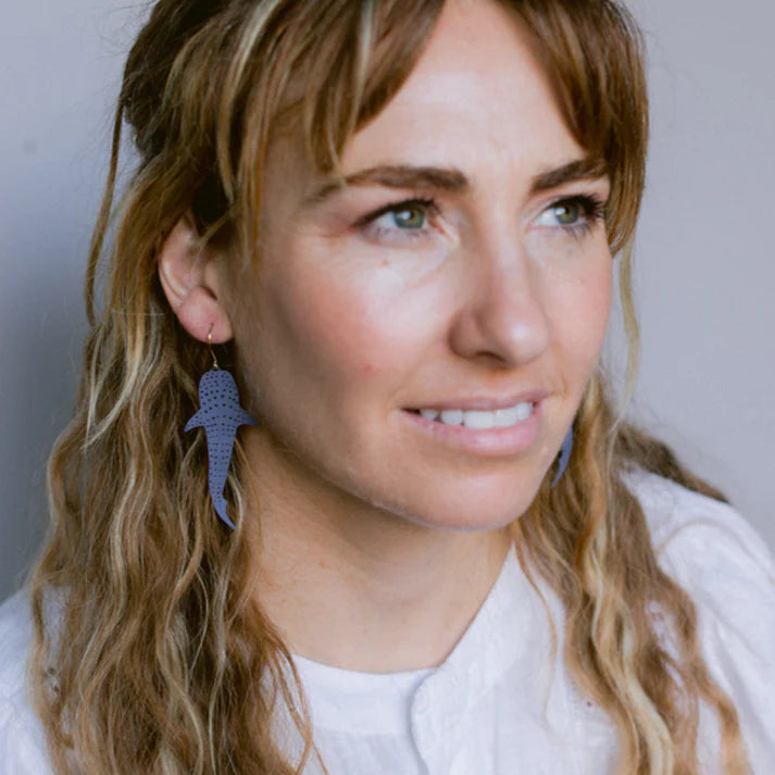 DENZ & CO - Whale Shark earrings in Denim