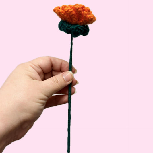 HOOKED BY JEN- Single Flower Orange
